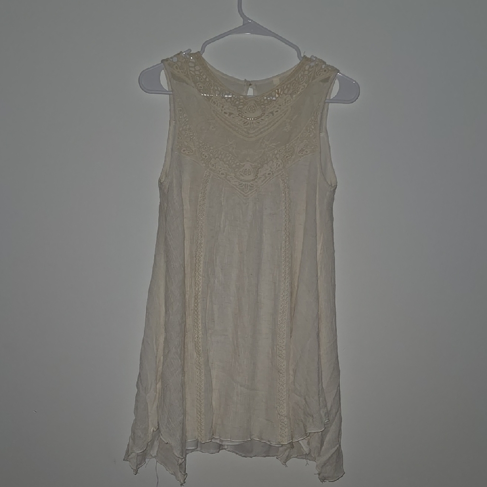 Cream Sleeveless Lace Dress Orange Creek Size Small Cute Boho